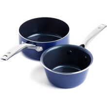 8 Qt Ceramic Nonstick Stockpot with Glass Lid Blue