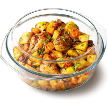 Round Glass Casserole Dish Tempered 4L with Lid