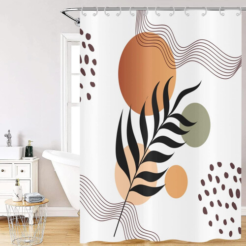 Boho Leaf Shower Curtain Waterproof 36x72 Inch
