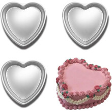 Heart Cake Pan Anodized Aluminum 8x2 inch Set of 3