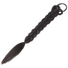 Black Human Hair Braided Ponytail Extensions 1 Piece