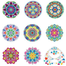 Diamond Drawing Coasters Kit with Holder 8 pcs