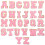 English letter cloth stickers pink polyester 26 pcs 1