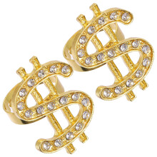 Punk Chain Money Ring for Women Zinc Alloy 2 Pcs