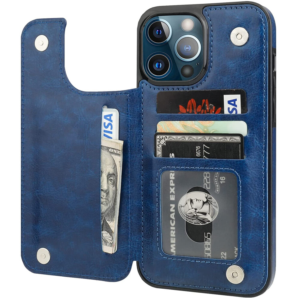 Iphone 13 Pro Max Wallet Case Pu Leather 6.7 Inch Blue 393040368996