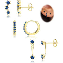Set di 3 paia di orecchini placcati in oro 14 carati Jstyle, orecchini a perno delicati e cerchietti a goccia per orecchie sensibili, orecchini a