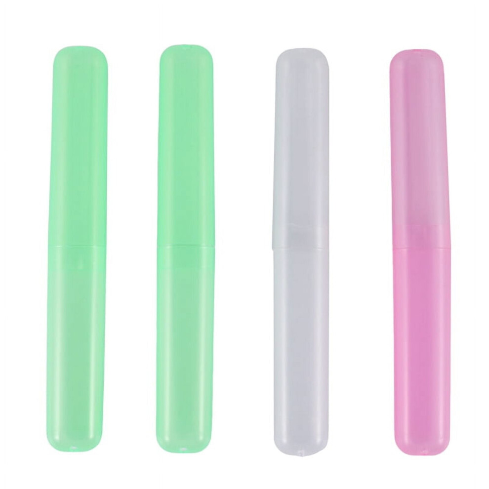 Toothbrush Holder Case Plastic Travel Set 4 Pack