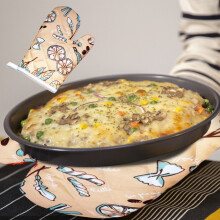 Oven glove polyester floral print thickened 1 pair