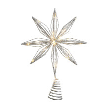 Harliver Silver Christmas Tree Topper Star 5-Point Pre-lit