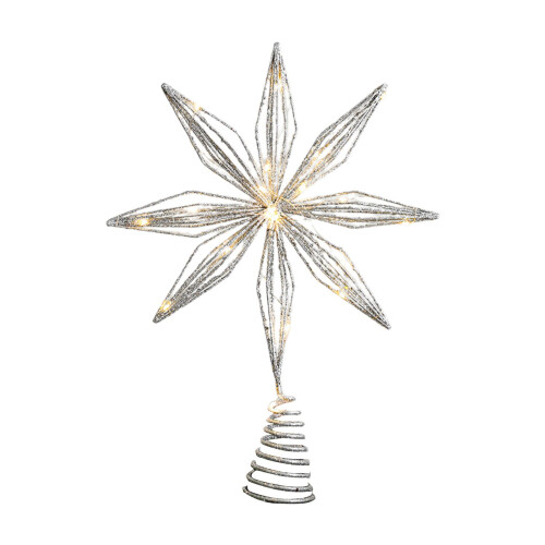 Harliver Silver Christmas Tree Topper Star 5-Point Pre-lit