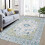 Boho Area Rug Blue 4 x 6 ft Machine Washable Non-Slip 1