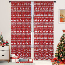 Haperlare deer Christmas window curtains 52"W x 84"L red 2