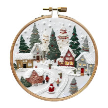 Christmas embroidery kit with hoop and threads, 1 set