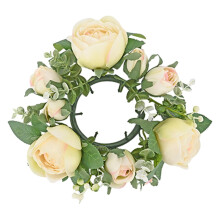 Artificial Green Rose Wreath Candle Holder 12-inch