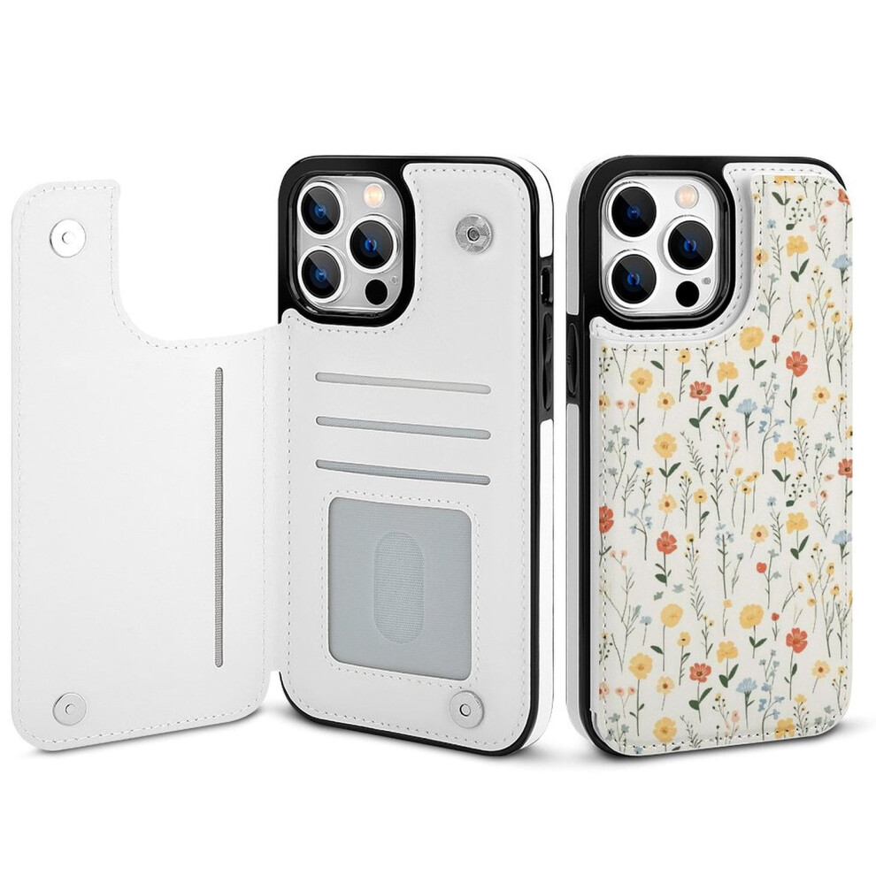 Floral Wallet Case For Iphone 14 Pro Max Pu Leather Folio 9370362157997