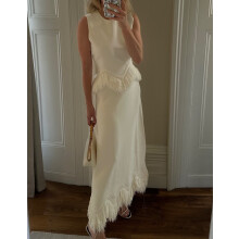 (Off-white, XL) GY25187 Elegantes Fransen-Spitzen-Set für Winterpartys
