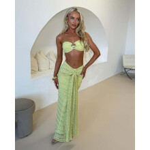 (Grass green, M) Large GY26049 Lace Jacquard Seaside Vacation Two-Piece Swimsuit Set