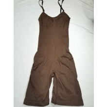 (Brown square cut, M) Nahtloser Damen-Shapewear-Body mit dreieckiger Bauchkontrolle, Po-Lifting und formender, eng anliegender Passform