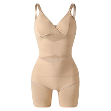 (Skin color open-crotch, S) Damekropp med postpartum-forming og netting: Magekontroll, midjeslanking, hofteløfting og kroppsformingssett