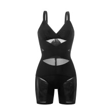 (Black boxer, 3XL) Women's Postpartum Shaping Bodysuit with Mesh: Tummy Control, Waist Slimming, Hip Lifting & Body Shaping Kit