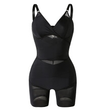 (Black open-crotch, 2XL) Women's Postpartum Shaping Bodysuit with Mesh: Tummy Control, Waist Slimming, Hip Lifting & Body Shaping Kit
