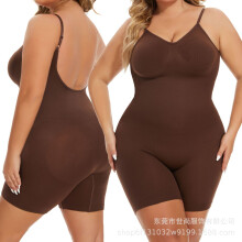 (Brown backless style, 4XL) Formgebender Body mit Trägern, Po-Lifting-Shorts, Bauchweg-Shapewear-Body