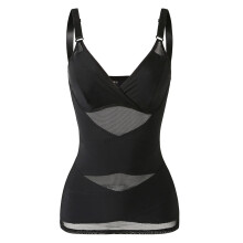 (Black vest style, M) Body mit V-Ausschnitt: Leichte Formgebung, Bauchkontrolle, Hüftlifting, Körperformung, Raffung, Bruststütze & Mesh