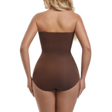 (Brown triangle with detachable shoulder strap, 3XL) Nahtloser, trägerloser Body für Damen, figurformende Shapewear mit Bauchkontrolle