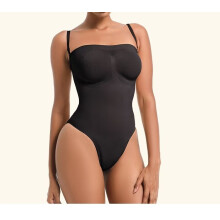 (Black, 3XL) Nahtloser, trägerloser Body für Damen, figurformende Shapewear mit Bauchkontrolle