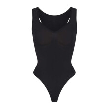 (Wide strap thong black, 3XL) Nahtloser, trägerloser Body für Damen, figurformende Shapewear mit Bauchkontrolle