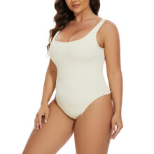 (Off-white, M) Women's Waist-Slimming Bodysuit Square Neckline Butt-Lifting Tight Top Waist-Cinching Vest