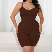 (Dark brown square style, XL/2XL) Nahtloser, figurformender Body mit offenem Schritt, Damen-Schlankheitsbody zur Körperformung