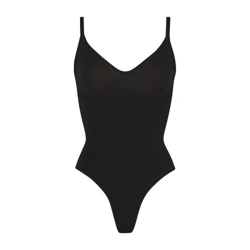 (Black thong, M/L) Sømløs magekontrollbody for kvinner, kroppsformer, slankeundertøy