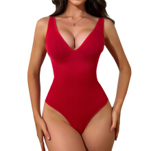 (Red, S) Nahtloser 2-in-1-Halter-Body für Damen, formende Shapewear