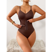 (Brown, XXL) Formgebender Damen-Body: Po-Lifting, Rückenformung, Taillenformung, Bauchkontrolle