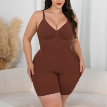 (Dark brown square style, 2XL) Women's Summer Tummy Control Bodysuit with Butt Lift & Strong Postpartum Shapewear Slimming Kit