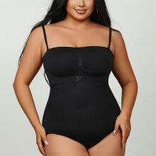 (Black, 2XL) Plus-Size-Body mit unsichtbaren Trägern, Bauchkontrolle, Po-Lifting, Haken- und Ösenverschluss und taillierter Formgebung