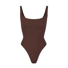(Brown, 2XL) Sports Shapewear Bodysuit, Women's Slim Fit Tank Top, Flattering Base Layer Strap Top