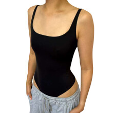 (Black, 3XL) Sports Shapewear Bodysuit, Women's Slim Fit Tank Top, Flattering Base Layer Strap Top