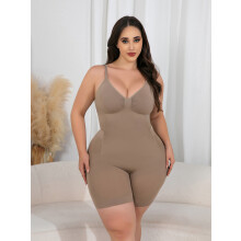 (Khaki square cut, 2XL) Damen-Sommer-Body mit Bauchkontrolle, Po-Lifting und formender Wirkung nach der Geburt