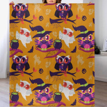 Halloween owl purple throw blanket 50x60 inch soft flannel