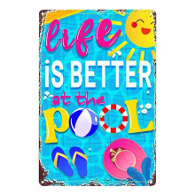 Metal Pool Sign Outdoor Garden Decor 1 Piece