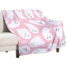 Halloween ghost fleece blanket pink 50x60 in