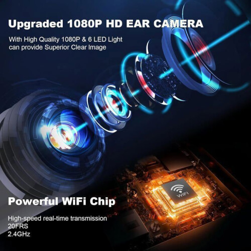 Κάμερα αυτιών ωτοσκοπίου HD 1080P, Iscope 3,5 mm, αδιάβροχο IP67, 6 φώτα LED, εργαλείο κ 1