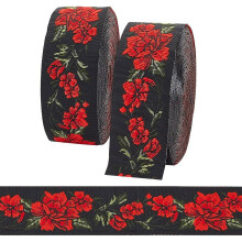 Floral Embroidered Ribbon 1.3" 14.87 Yards (2 Rolls)