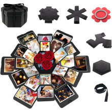 Coffret surprise anniversaire, carte à plusieurs niveaux avec album photo fait main à personnaliser, coffret cadeau créatif style album de