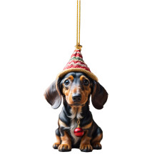 Ornement de sapin de Noël Chien Édition 2025, Ornements Teckel pour sapin de Noël avec impression recto verso éclatante, Pendentif léger en