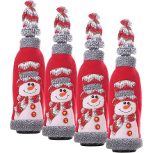 Pull de Noël moche réutilisable, housse de bouteille de vin en coton avec des gnomes de Noël, pour décorer votre bouteille. Matière de qualité