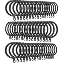 Pack Of 60 Metal Curtain Rings with Eyelets And Rods 38mm Inner Diameter (black)