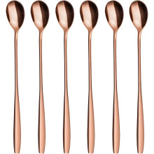 Luxuriöses Löffelset mit langem Griff zum Umrühren von Eiscreme und Cocktails, ergonomisch geformt, aus Edelstahl mit glatten Kanten,